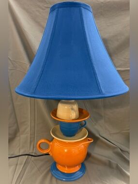 One-of-a-kind, handmade Fiesta teapot lamp
